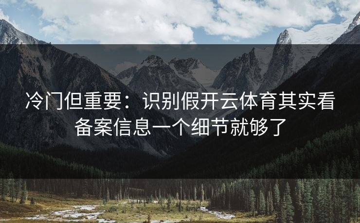冷门但重要：识别假开云体育其实看备案信息一个细节就够了